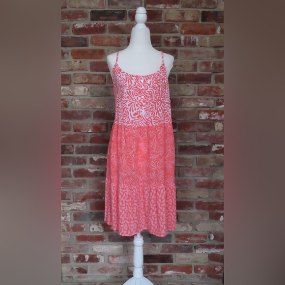 LOFT Dresses Loft Outlet Womens Xl Coral Floral Sleeveless Tiered